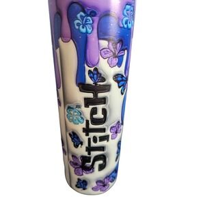 Stitch Tumbler Purple Blue Dripping Flowers Butterflies Kids Cup